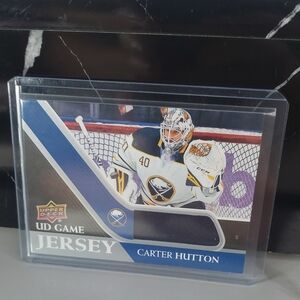 Carter Hutton Goalie Upper Deck Game-Used Jersey Hockey Card Buffalo Sabres